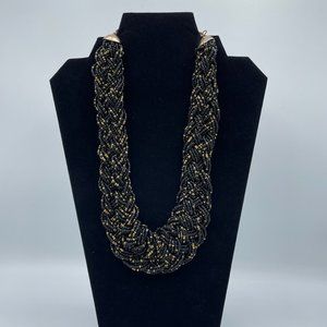 Black and Gold Braided Chunky Necklace